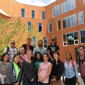 Southern Oregon University Communication Students in Courtyard