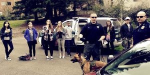 Southern Oregon University Criminology Officers, Students, and Dog