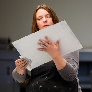 SOU Art Student Learning Print Making Process