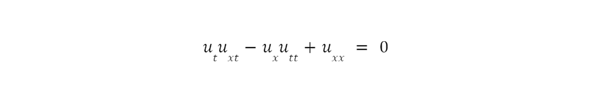 Equation in basic form: utuxt-uxutt+uxx = 0