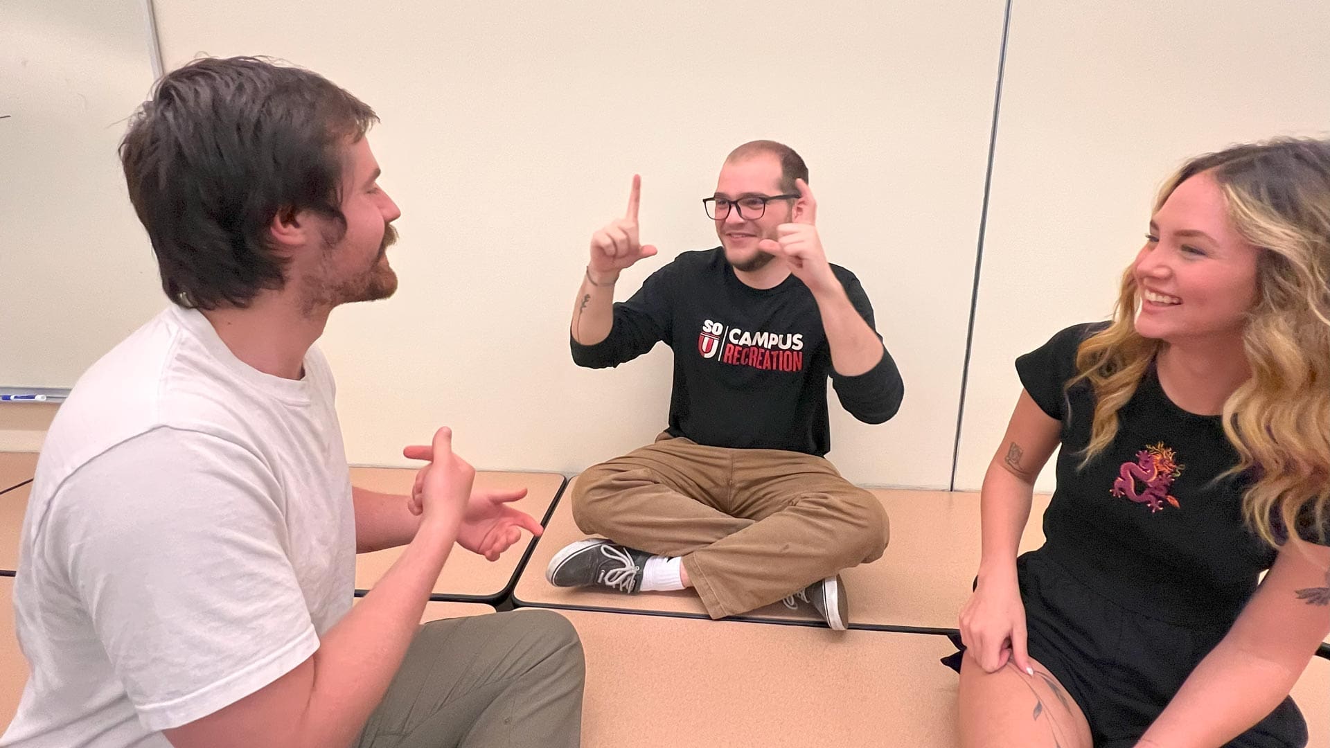 ASL students on table