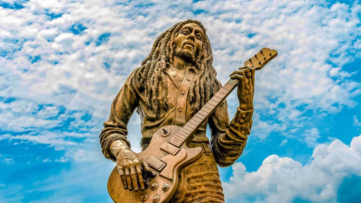 Golden Bob Marley Statue Located in Jamaica