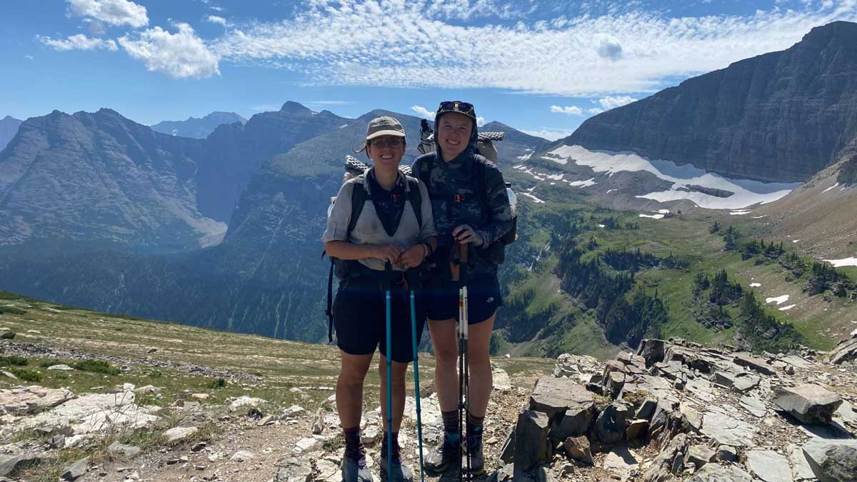 Carly and her wife hiking in China