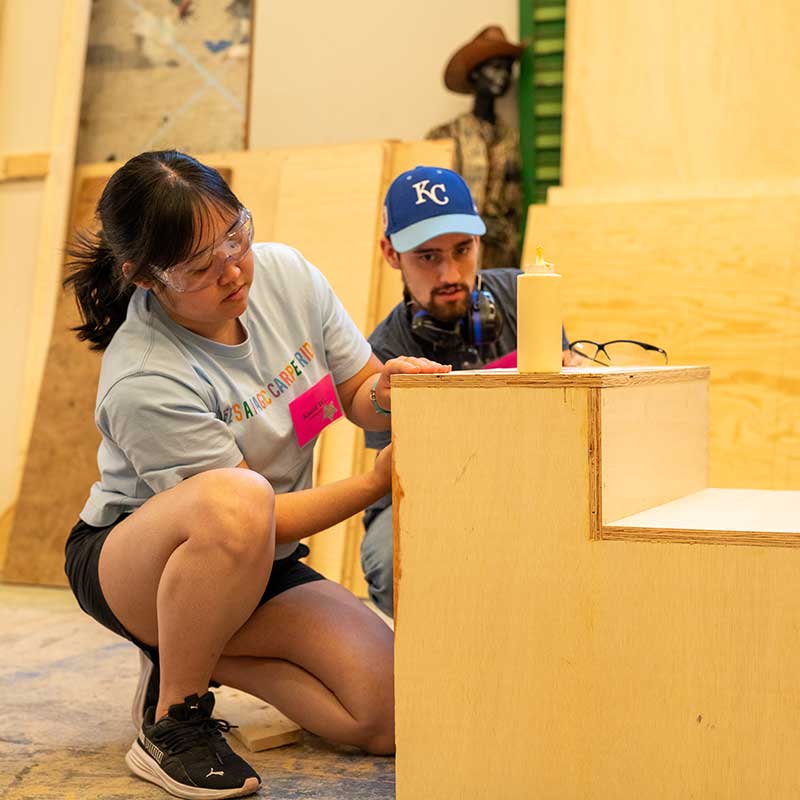 SOU Students Working on stairs at Southern Oregon University