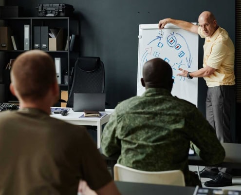 Southern Oregon University Military Science Minor soldiers in class at SOU Meta