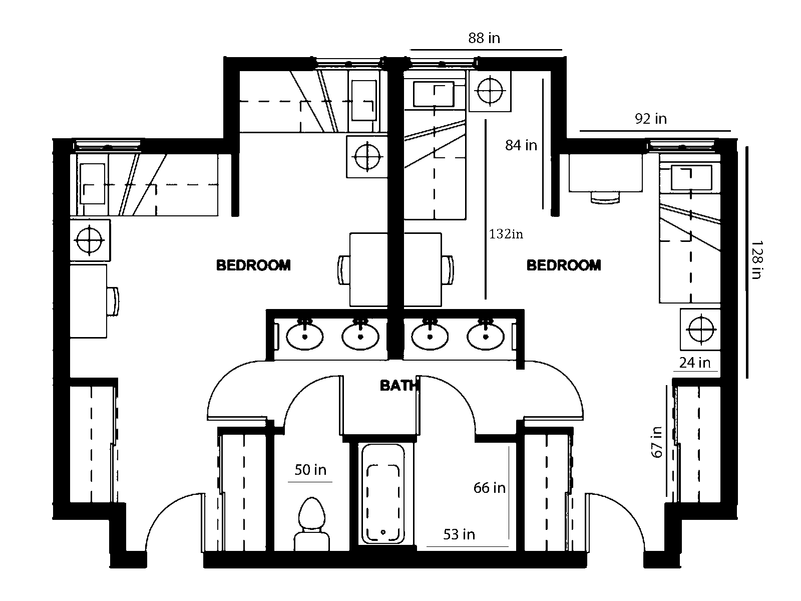 SOU Housing Shasta Hall Double Room Layout
