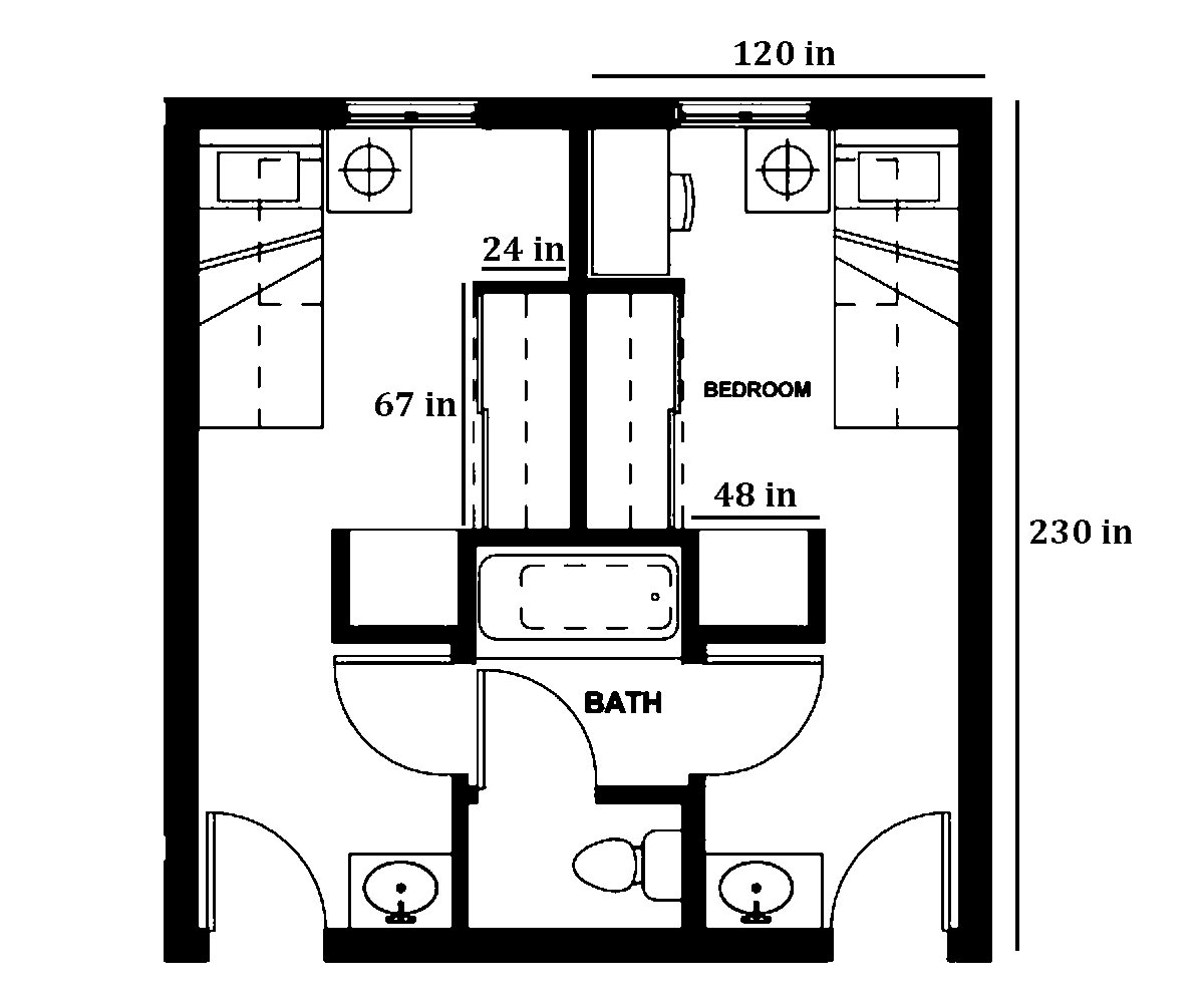 SOU Housing Shasta Hall Single Room Layout