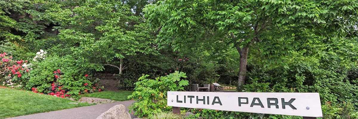 Lithia Park Sign in Ashland for SOU Land Acknowledgement Protocols Southern Oregon University